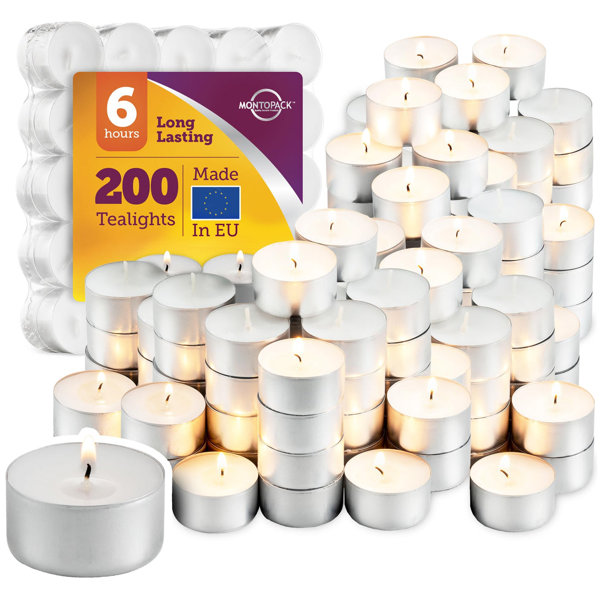 MontoPack emballage lot de 200 chauffe-plats montrant quantité et économie