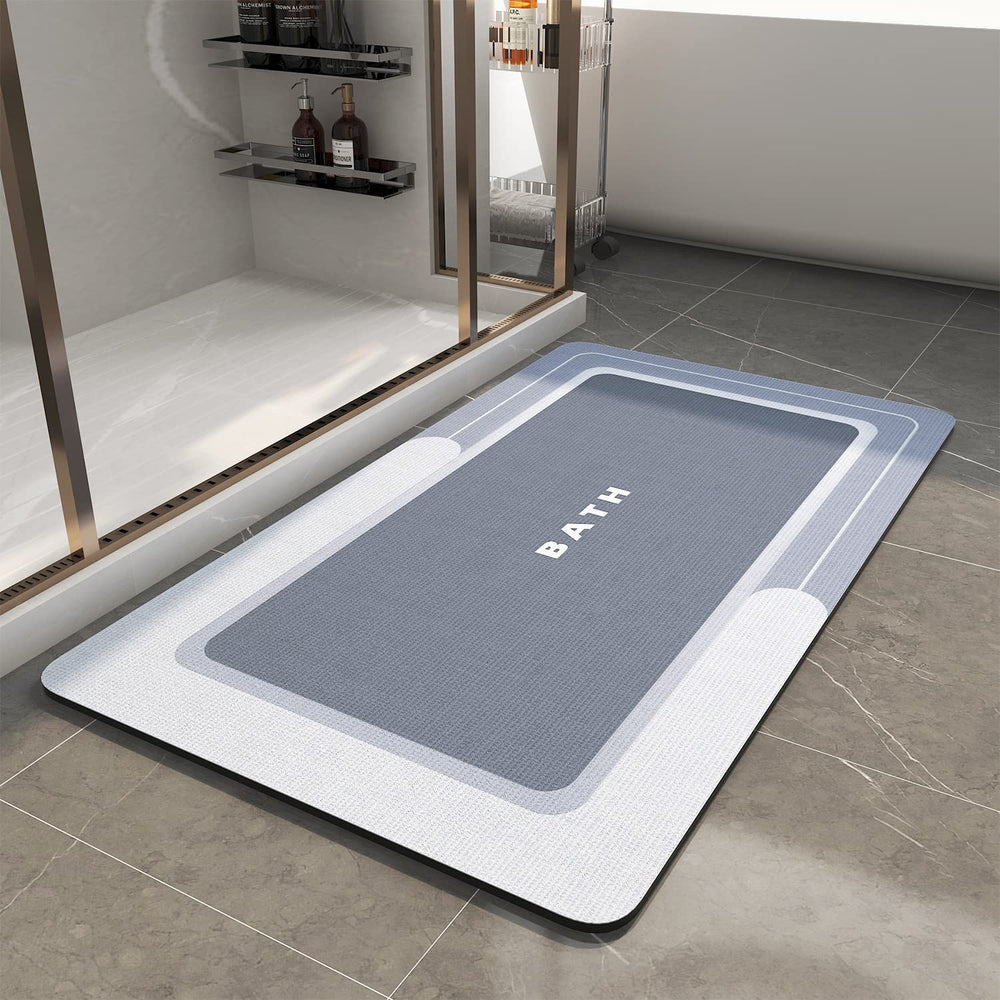 MontVoo tapis de bainface recto bleu montrant design élégant et entretien facile