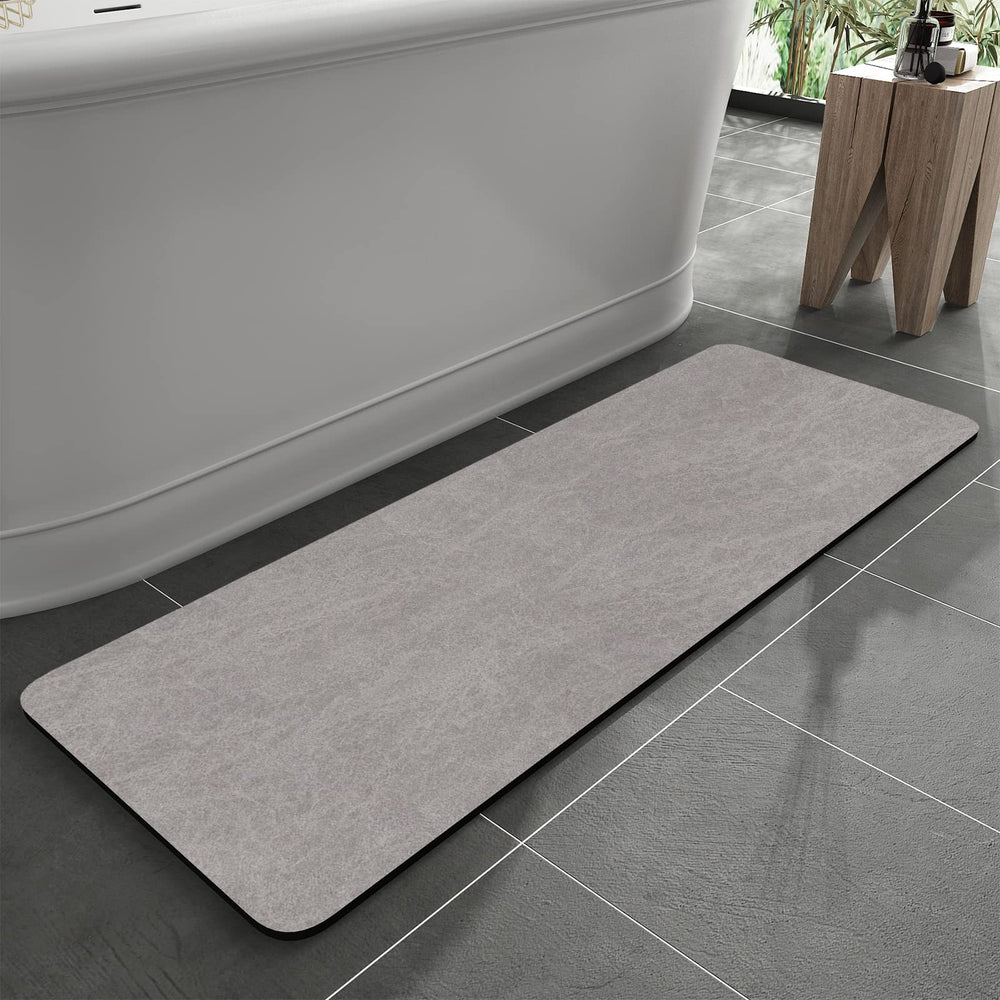 MontVoo tapis devant baignoire gris montrant surface absorbante et style