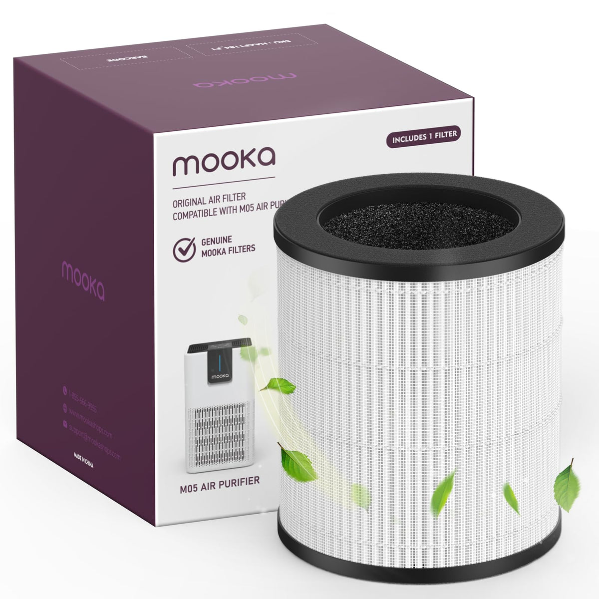 MOOKA image avant du filtre montrant l'emballage, facilite l'identification et achat sûr