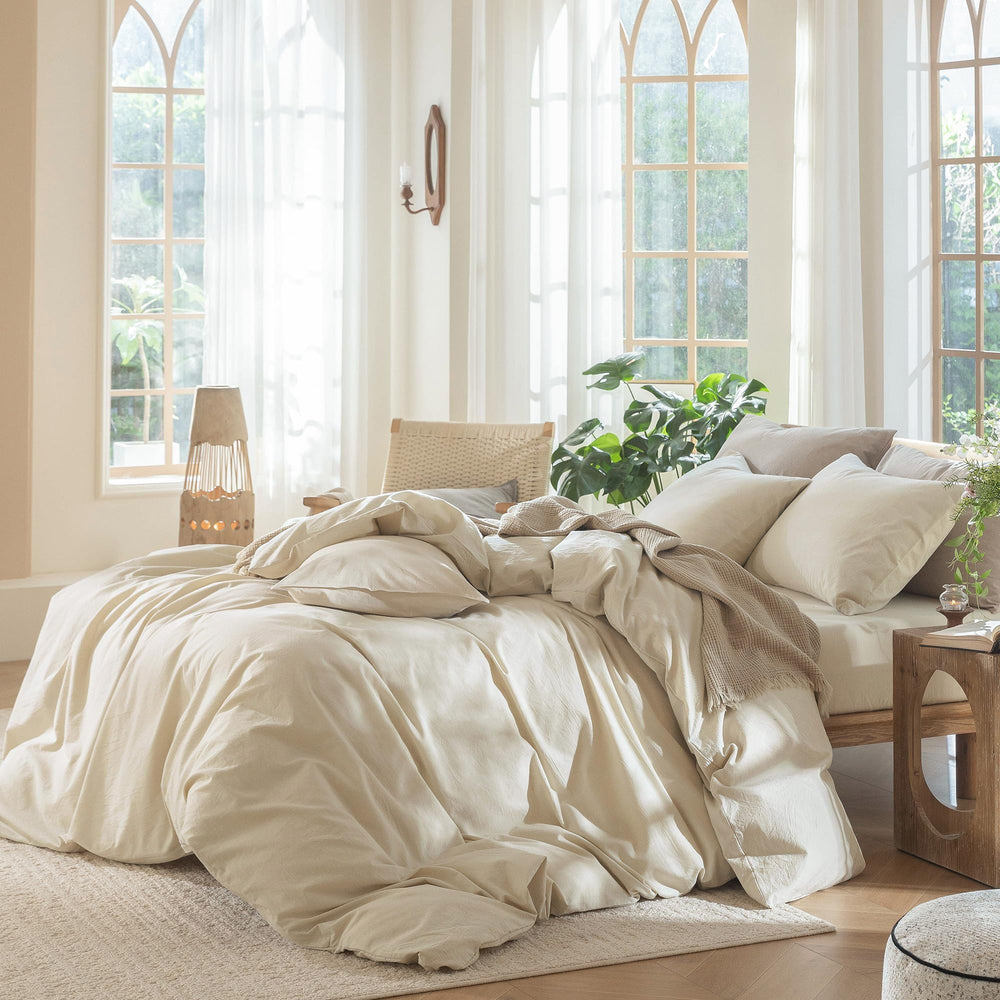 MooMee ensemble sur lit king en décor, confort et ambiance apaisante