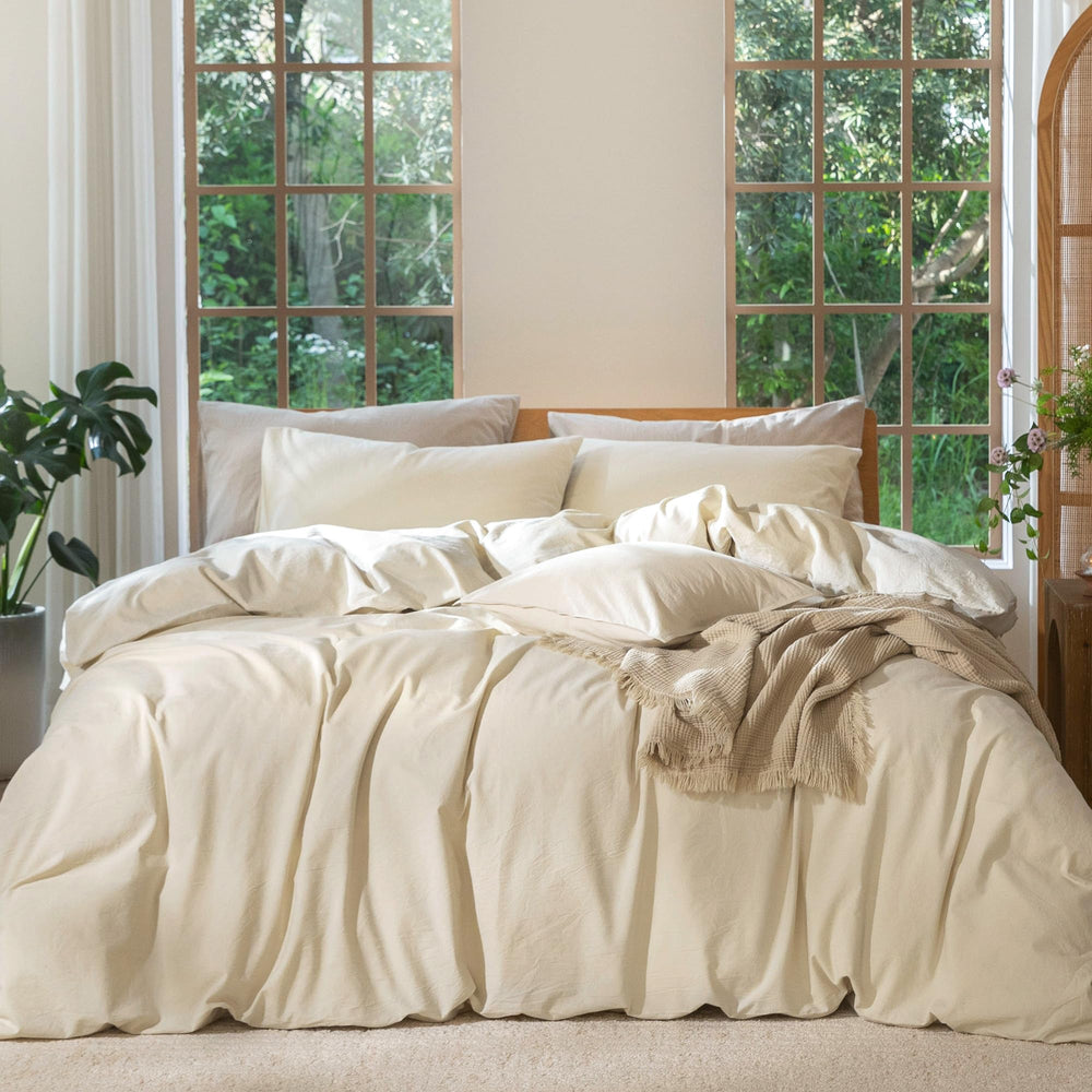 MooMee housse de couette king vue de face, finition soignée et élégante