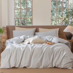 MooMee housse de couette rayée face avant, look chic et confortable
