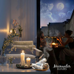 Moonwater Elixirs bâtonnet en utilisation fumée légère pour purification d'espace