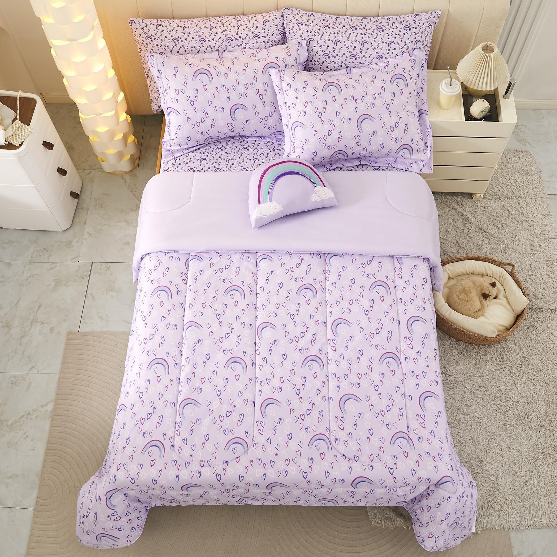 Mooreeke verso couette uni violet montrant polyvalence décorative