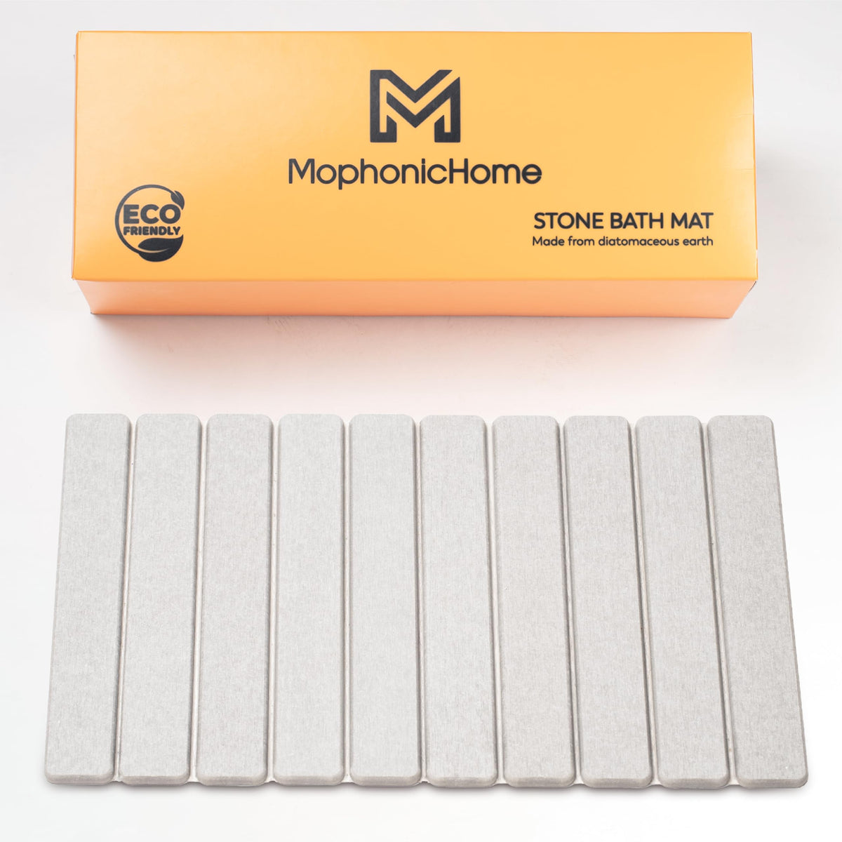 MOPHONICHOME tapis en pierre face avant montrant absorption rapide