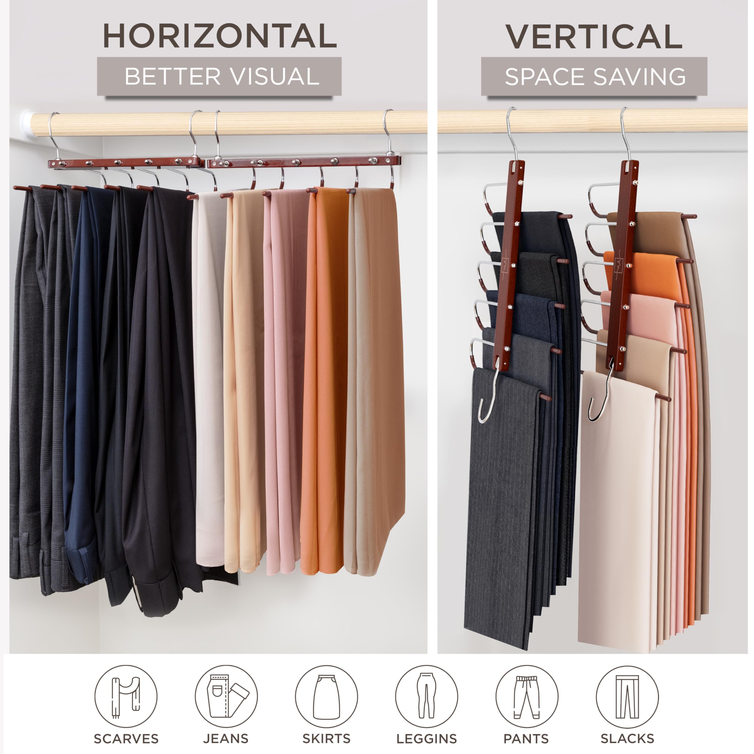 MORALVE porte-pantalon en usage dans penderie optimisant espace