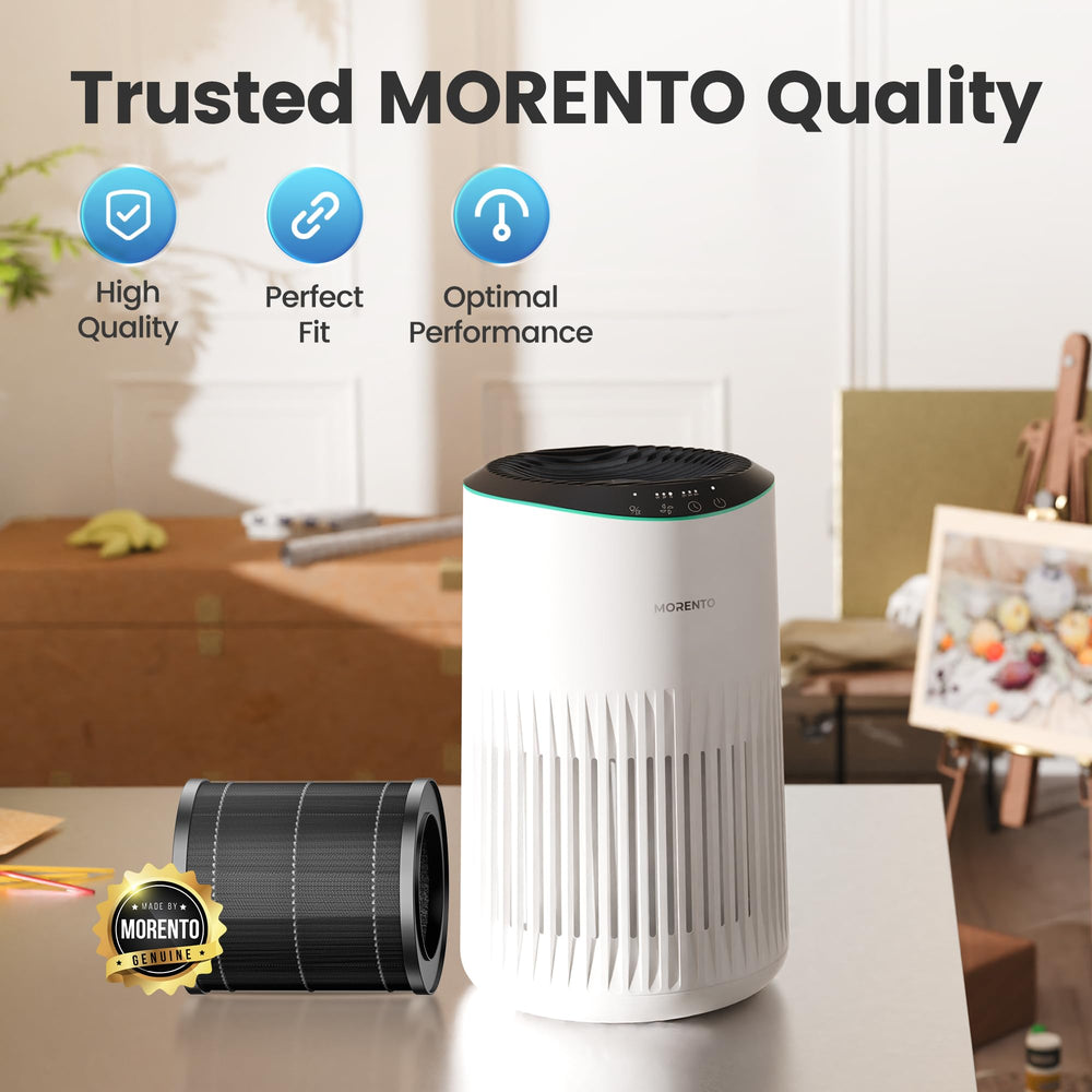 MORENTO filtre MR2566 à l'échelle de la main montrant dimensions pratiques