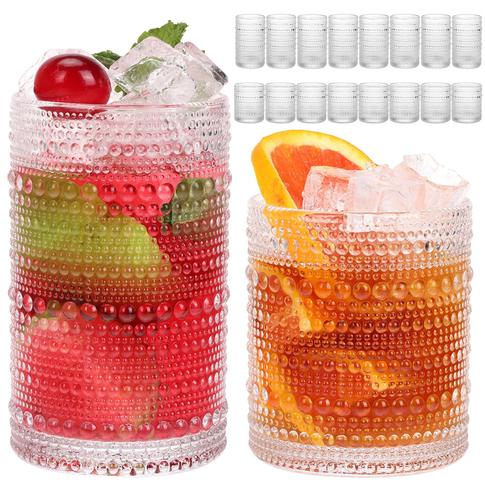 Moretoes verres devant ensemble montrant design hobnail et élégance