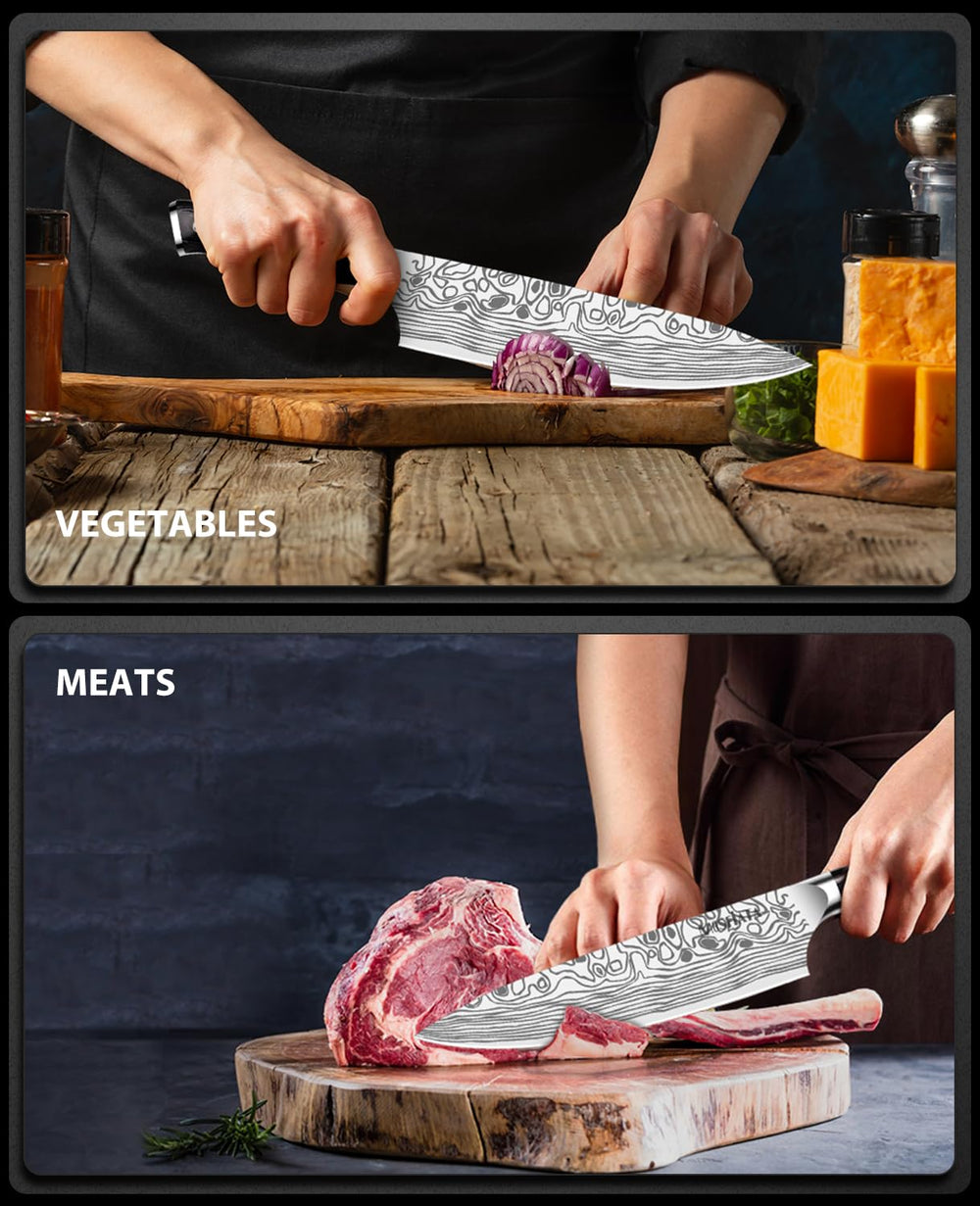 MOSFiATA comparaison taille montrant le couteau à côté d'une main pour échelle