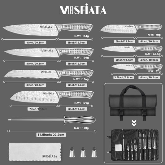 MOSFiATA gros plan lame en acier japonais, tranchant précis et durable
