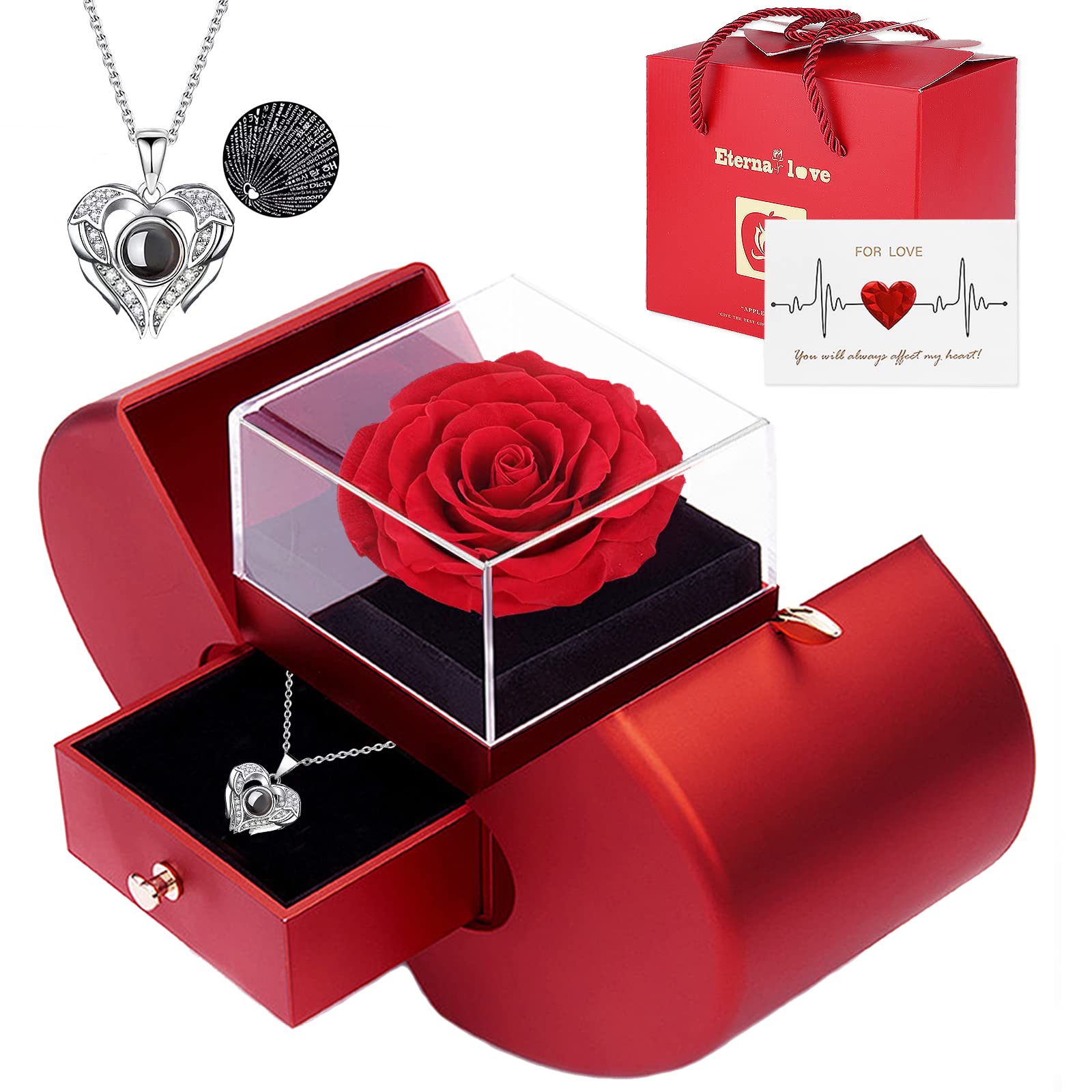 moshen coffret face avec rose préservée montrant élégance et longévité