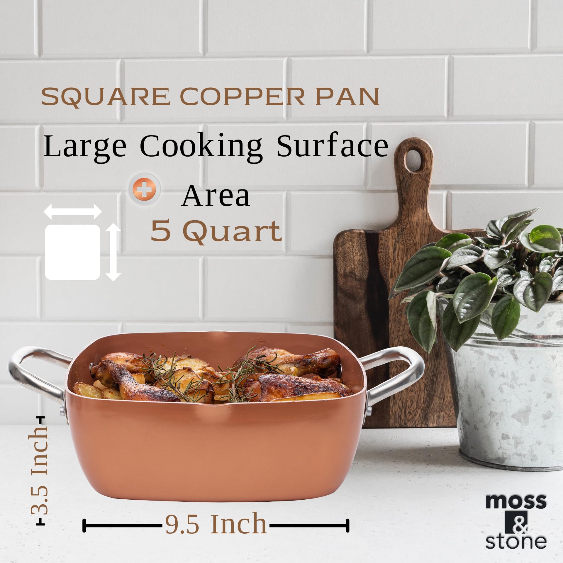 Moss & Stone mise en scène en cuisine montrant l'ensemble utilisé en repas familial