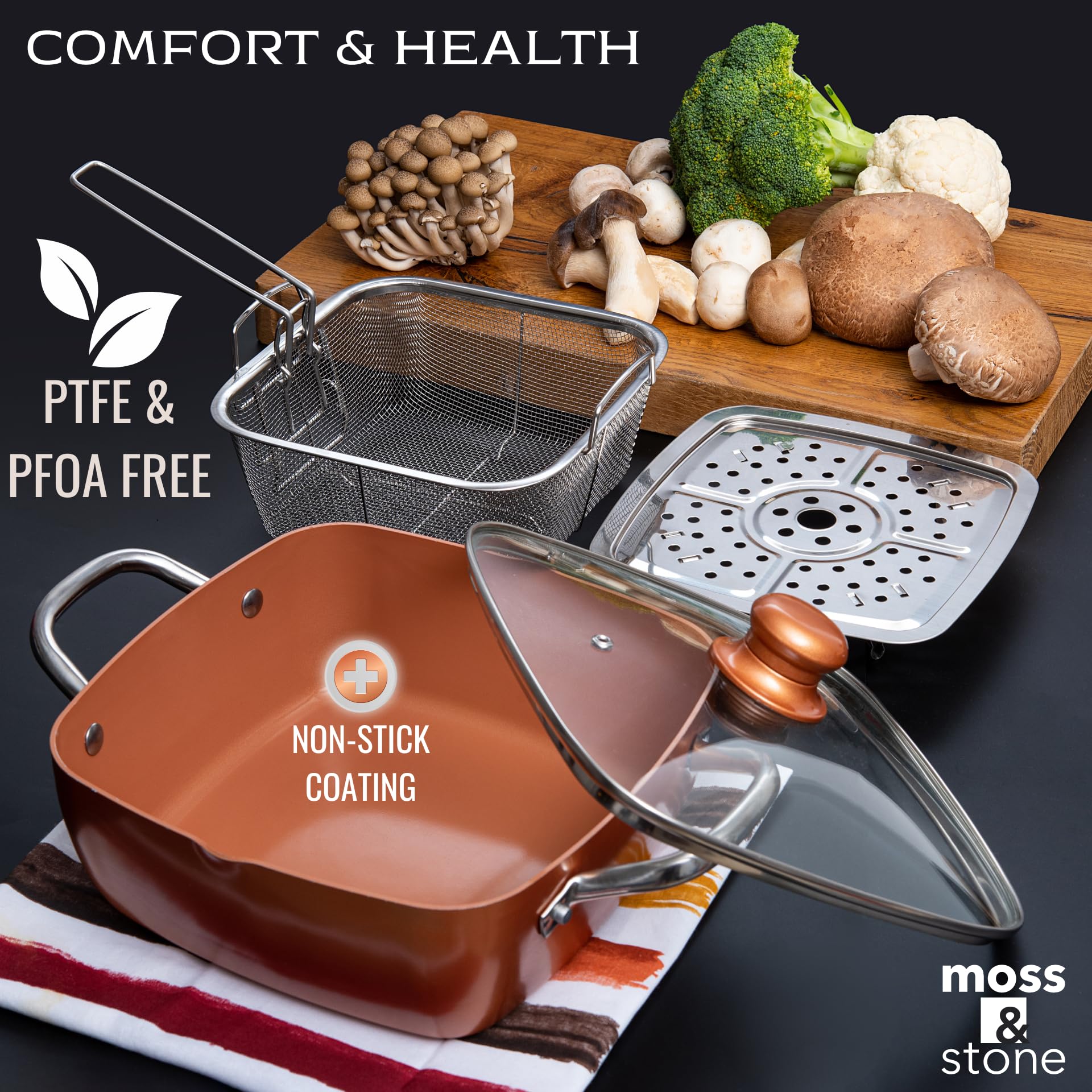 Moss & Stone poêle 9,5" antiadhésive prête à saisir omelette rapidement