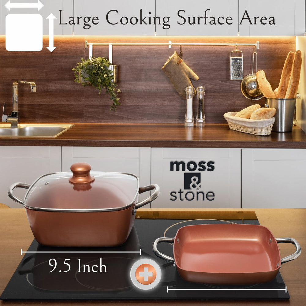 Moss & Stone ensemble sur plaque induction compatible pour cuisson polyvalente