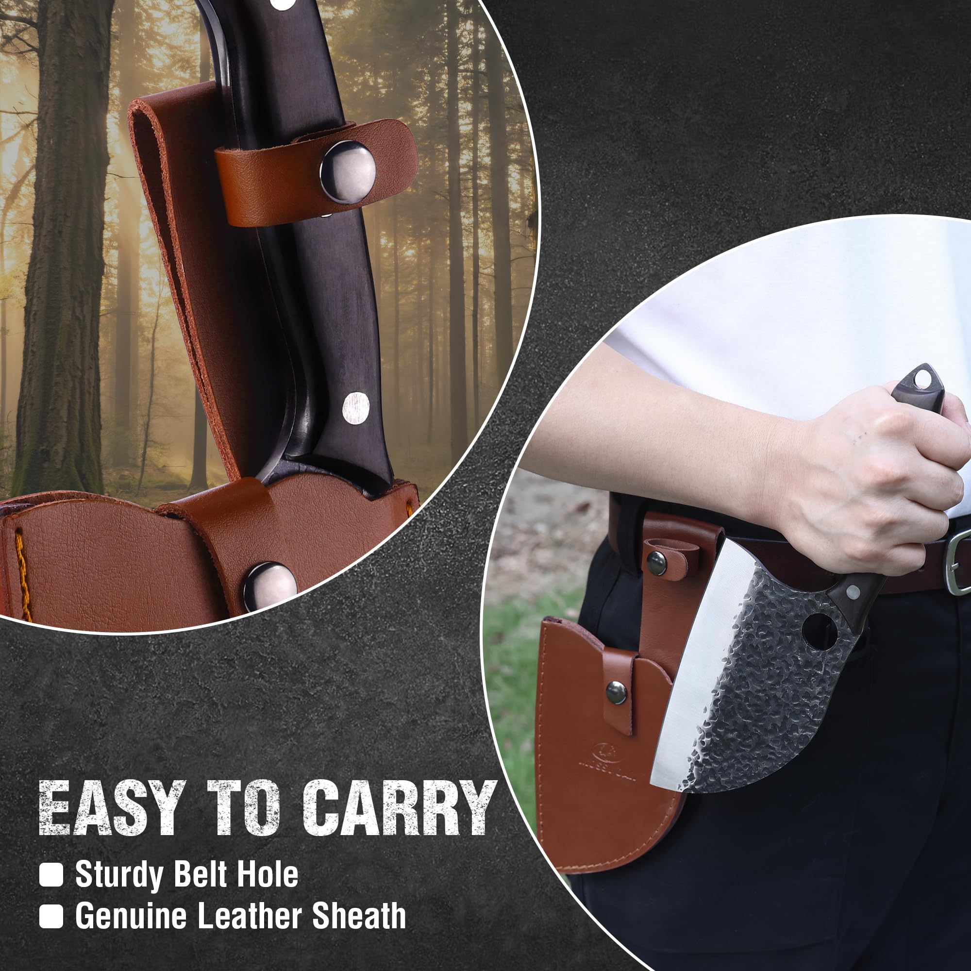 Mossy Oak détail triple rivet full tang garantissant solidité et stabilité