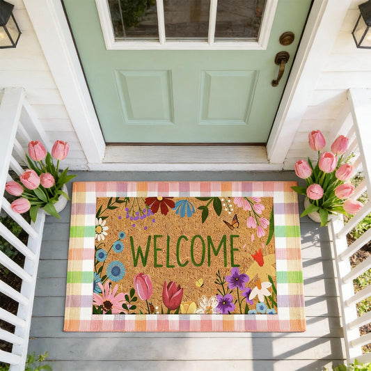 Moucuny tapis carreaux pastel plein cadre, apporte confort et style