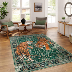 Moynesa tapis face visible motif tigre boho apporte style et confort