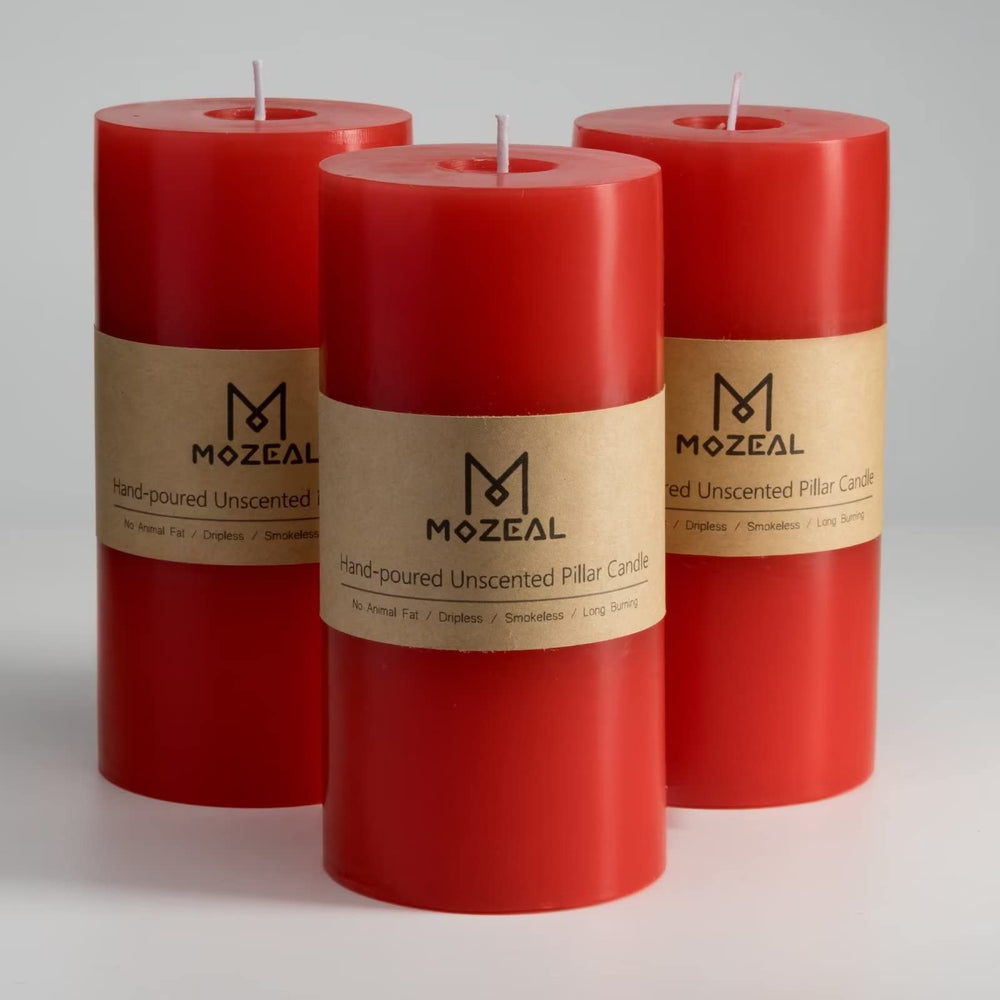 MOZEAL bougie pilier face montrant finition rustique et décoration