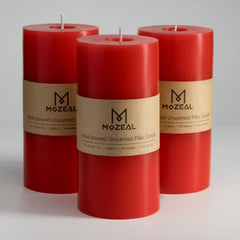 MOZEAL bougie pilier face montrant finition rustique et décoration