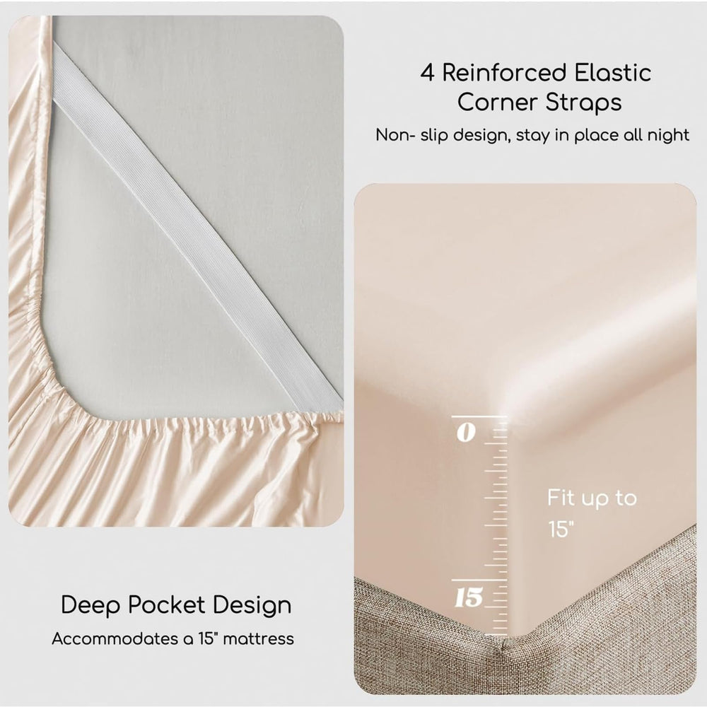 MR&HM drap housse posé sur matelas queen pour ajustement sûr