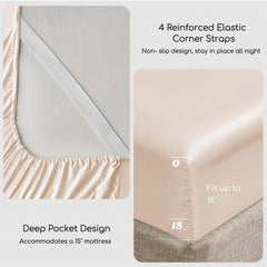 MR&HM drap housse posé sur matelas queen pour ajustement sûr