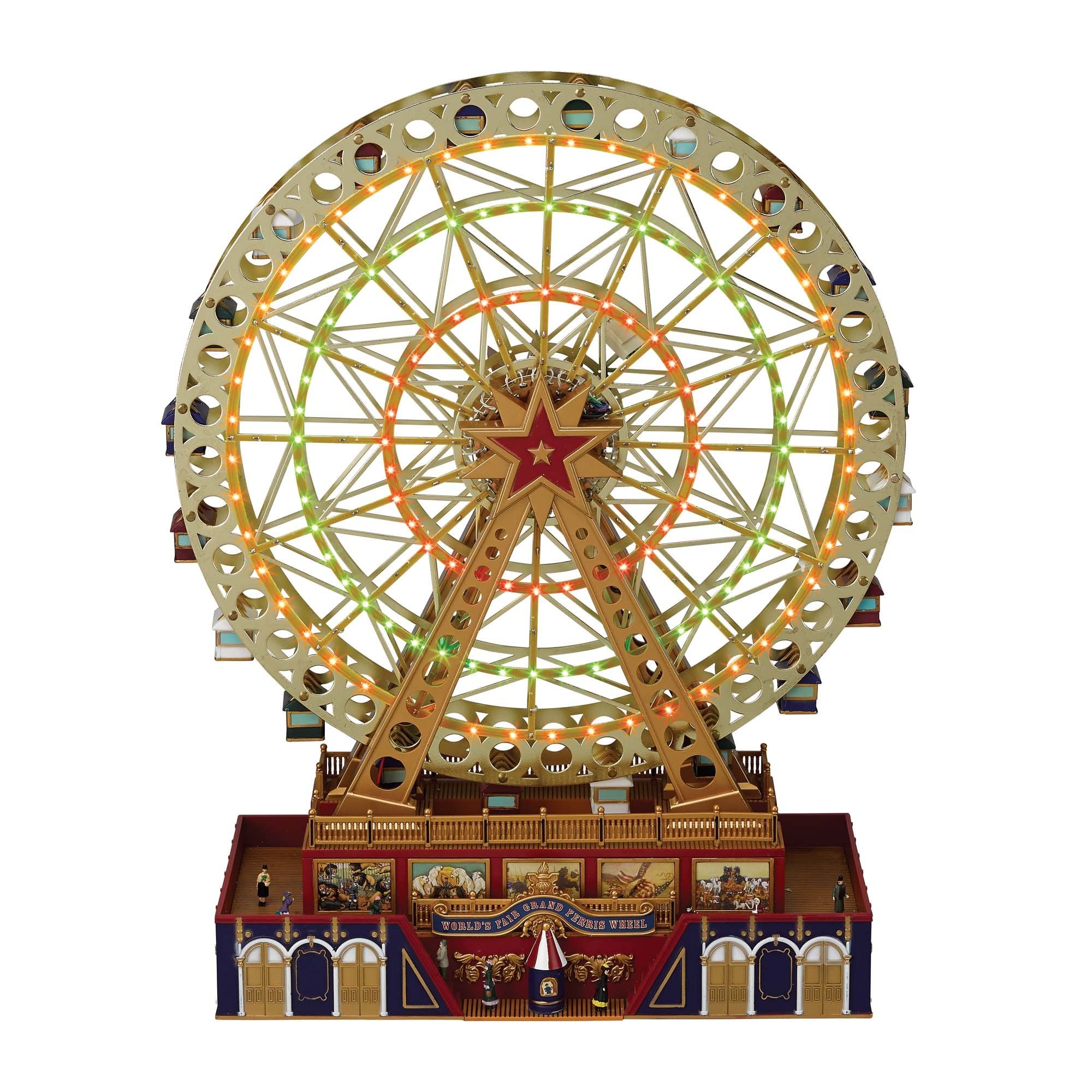 Mr. Christmas vue face de la grande roue dorée apportant une décoration festive