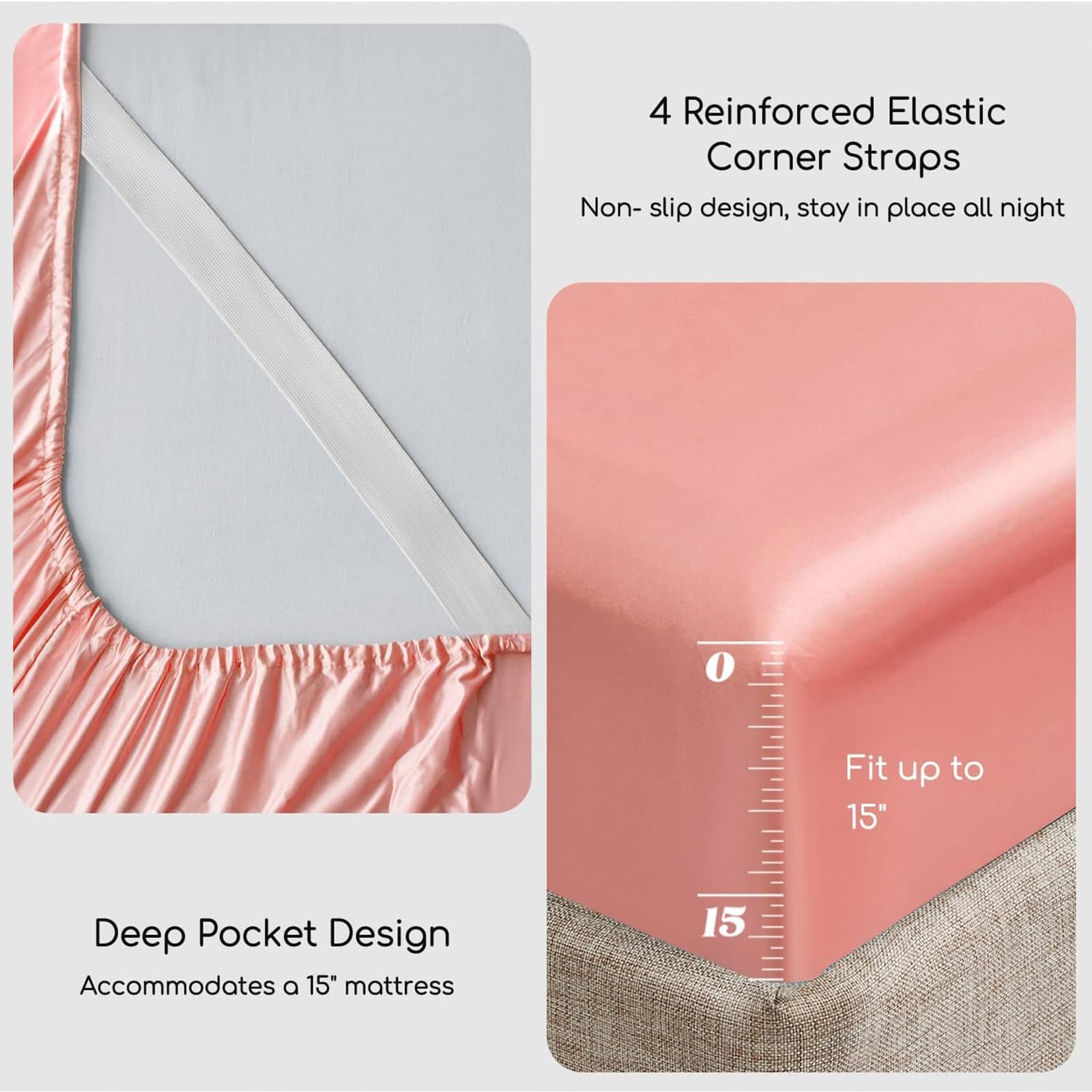 MR&HM drap-housse ajusté sur matelas profond, maintien parfait