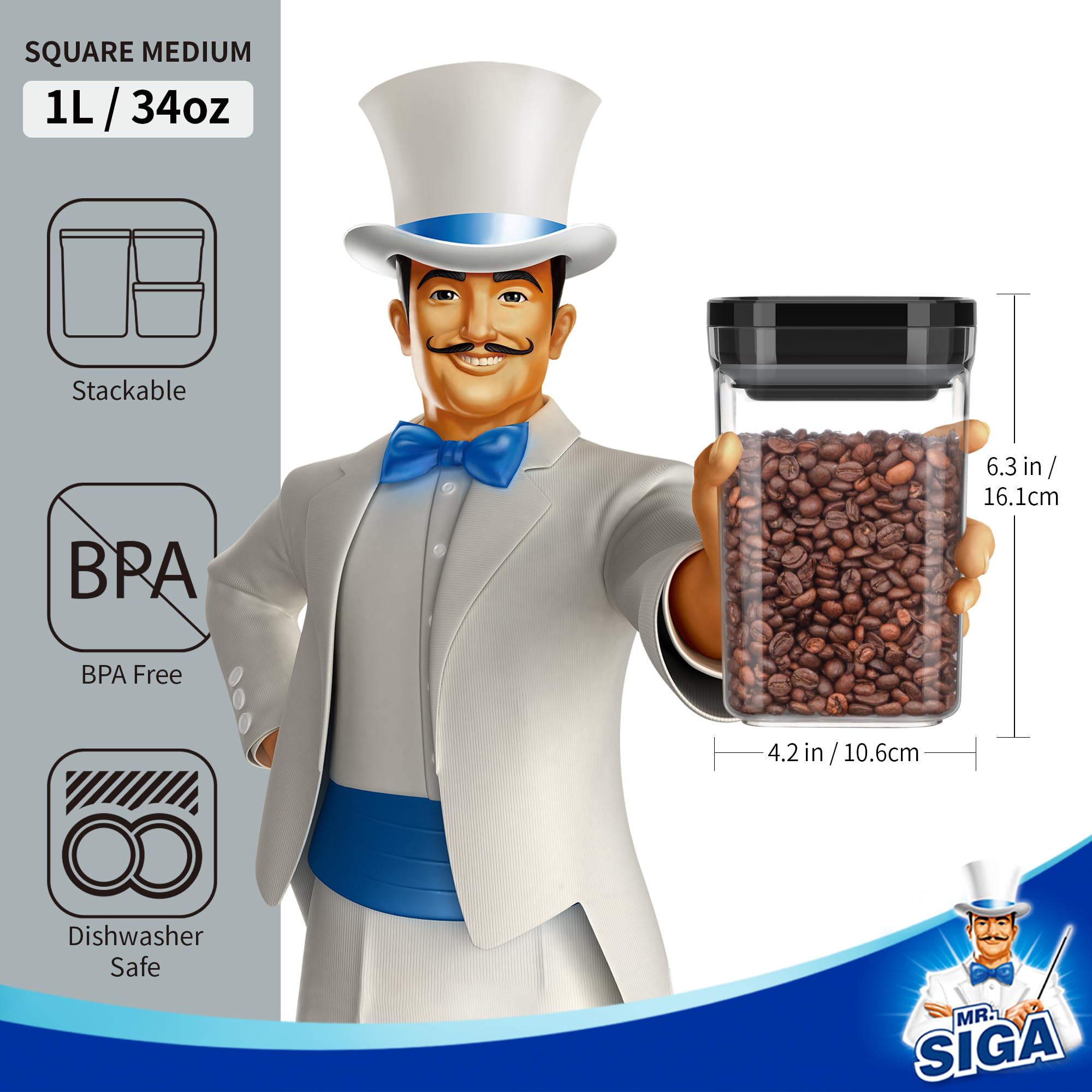 MR.SIGA contenant utilisé sur plan de travail pour ingrédients accessibles