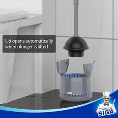 MR.SIGA support ouvert montrant le couvercle ventilé pour un séchage hygiénique