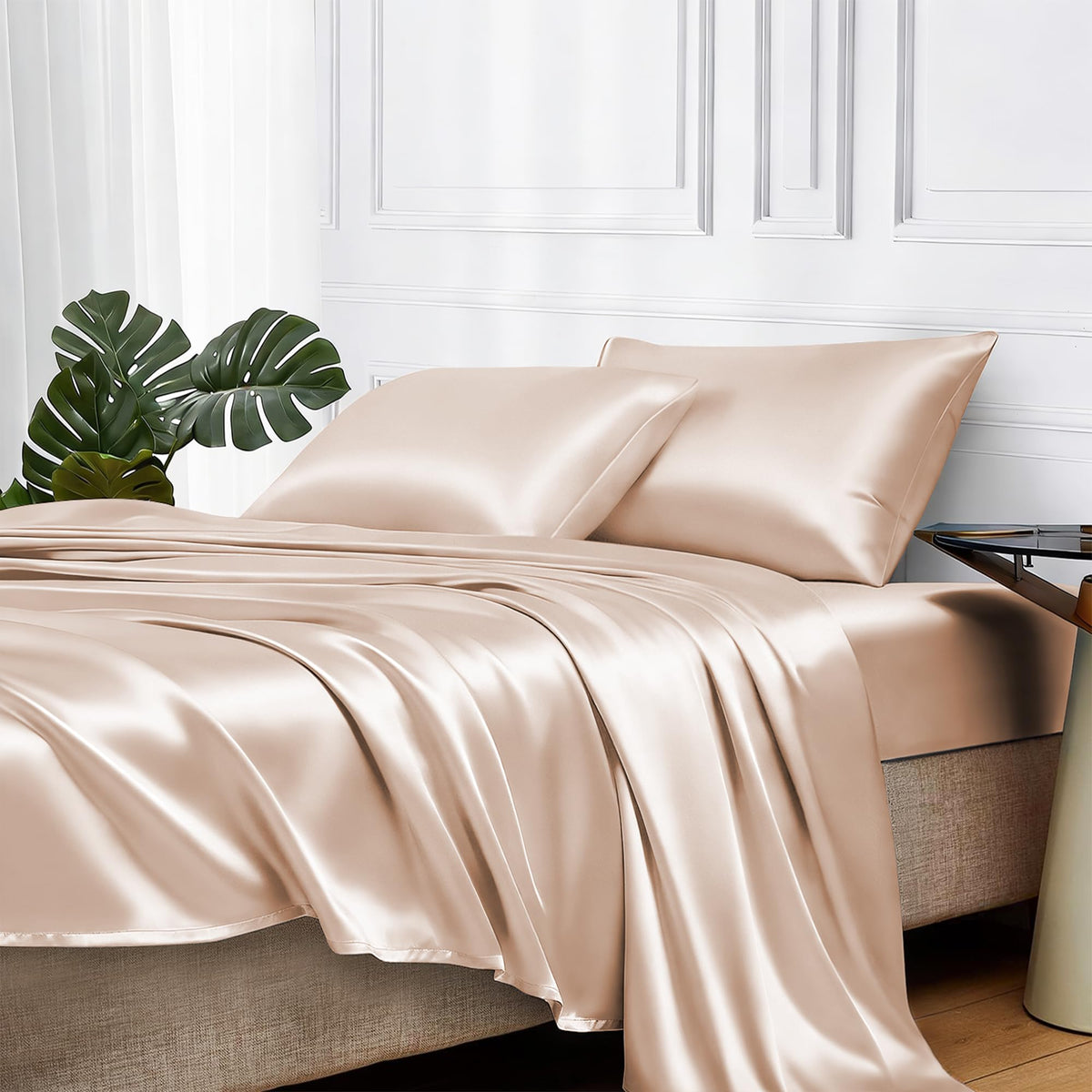 MR&HM ensemble de draps champagne vue frontale élégante et accueillante