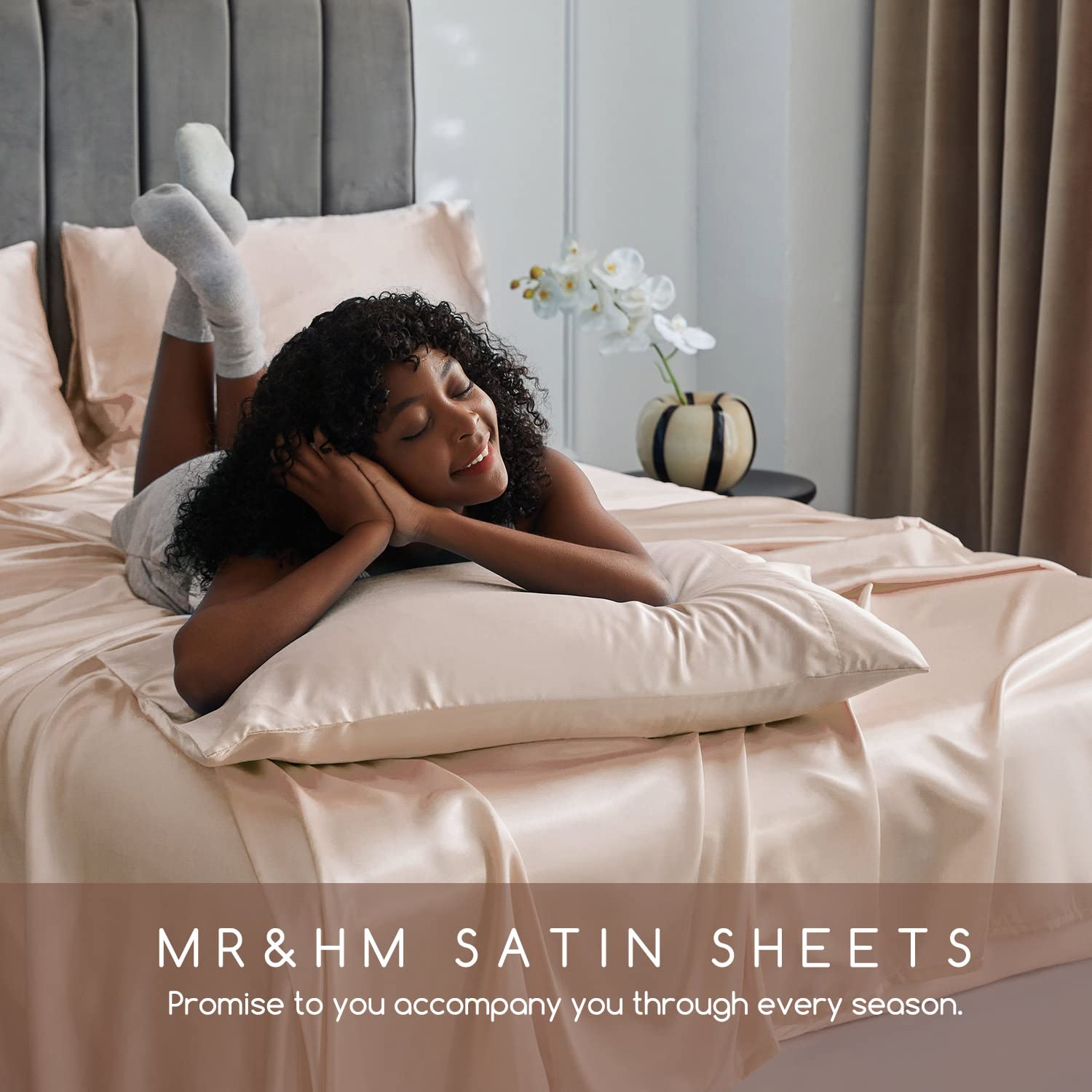MR&HM draps installés dans chambre stylée crée ambiance luxueuse