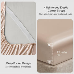 MR&HM deux taies d'oreiller champagne surface lisse protège cheveux