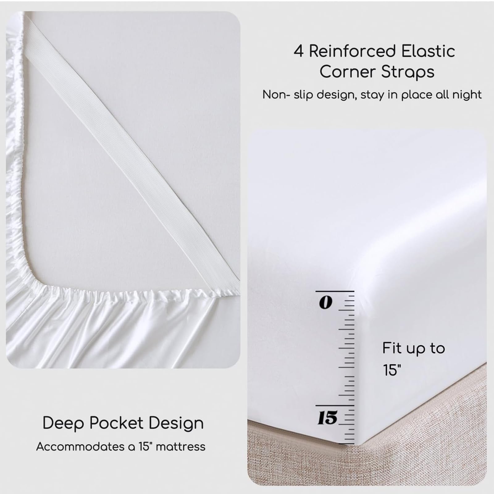 MR&HM drap-housse installé sur matelas Twin XL illustrant ajustement parfait