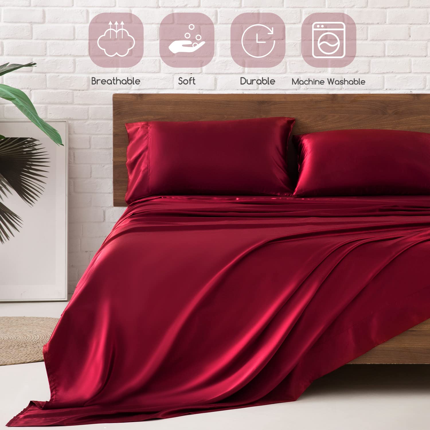 MR&HM draps satin taies d'oreiller lisses réduisant les frictions capillaires