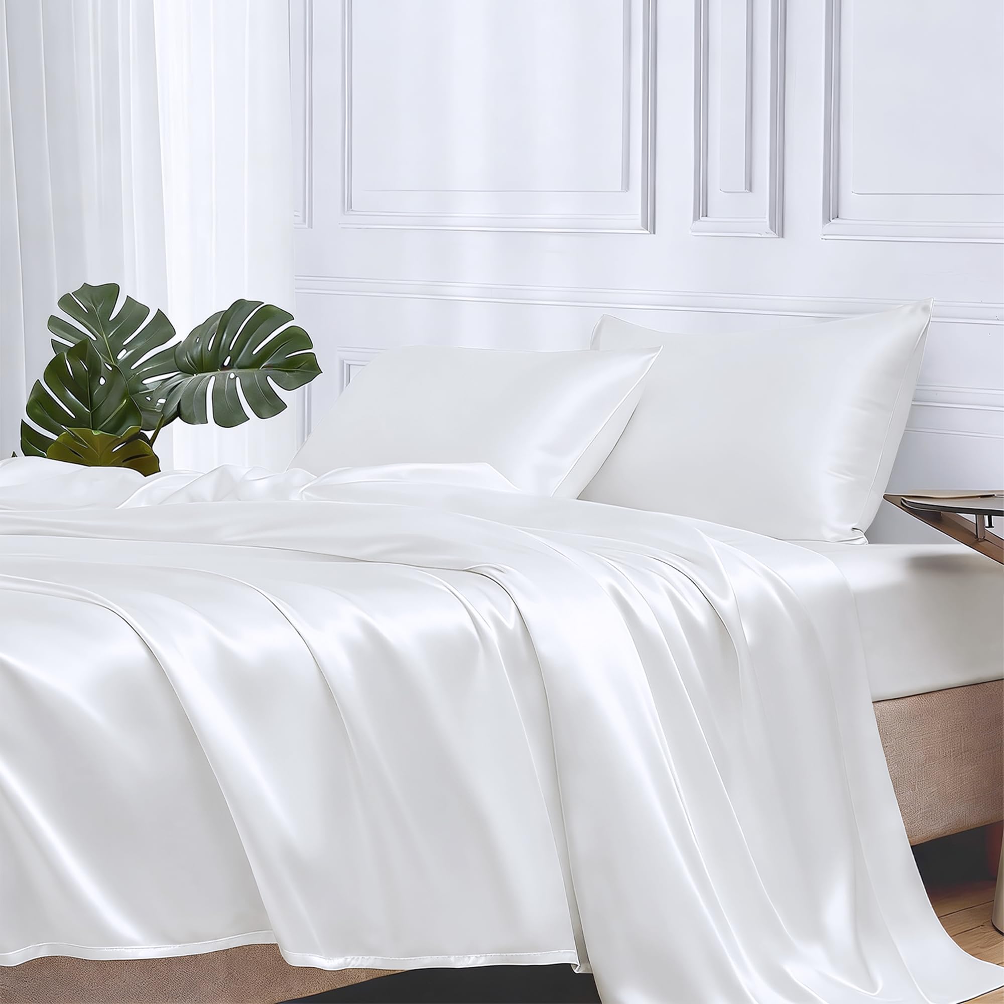 MR&HM draps Twin XL face avant montrant l'ensemble blanc et maintien élégant