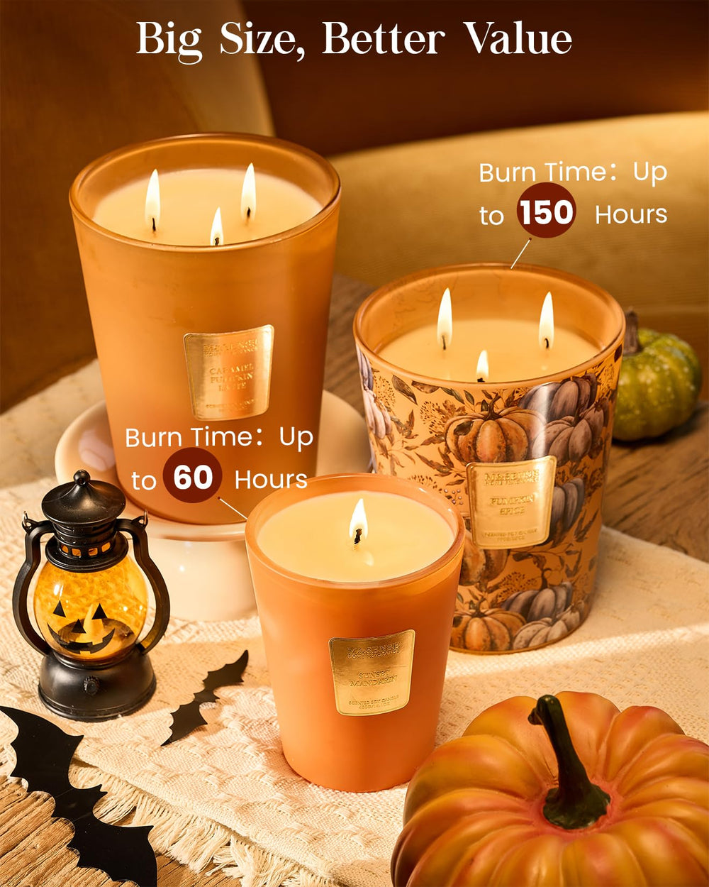 M&SENSE bougie sur table d'automne, crée ambiance chaleureuse instantanée