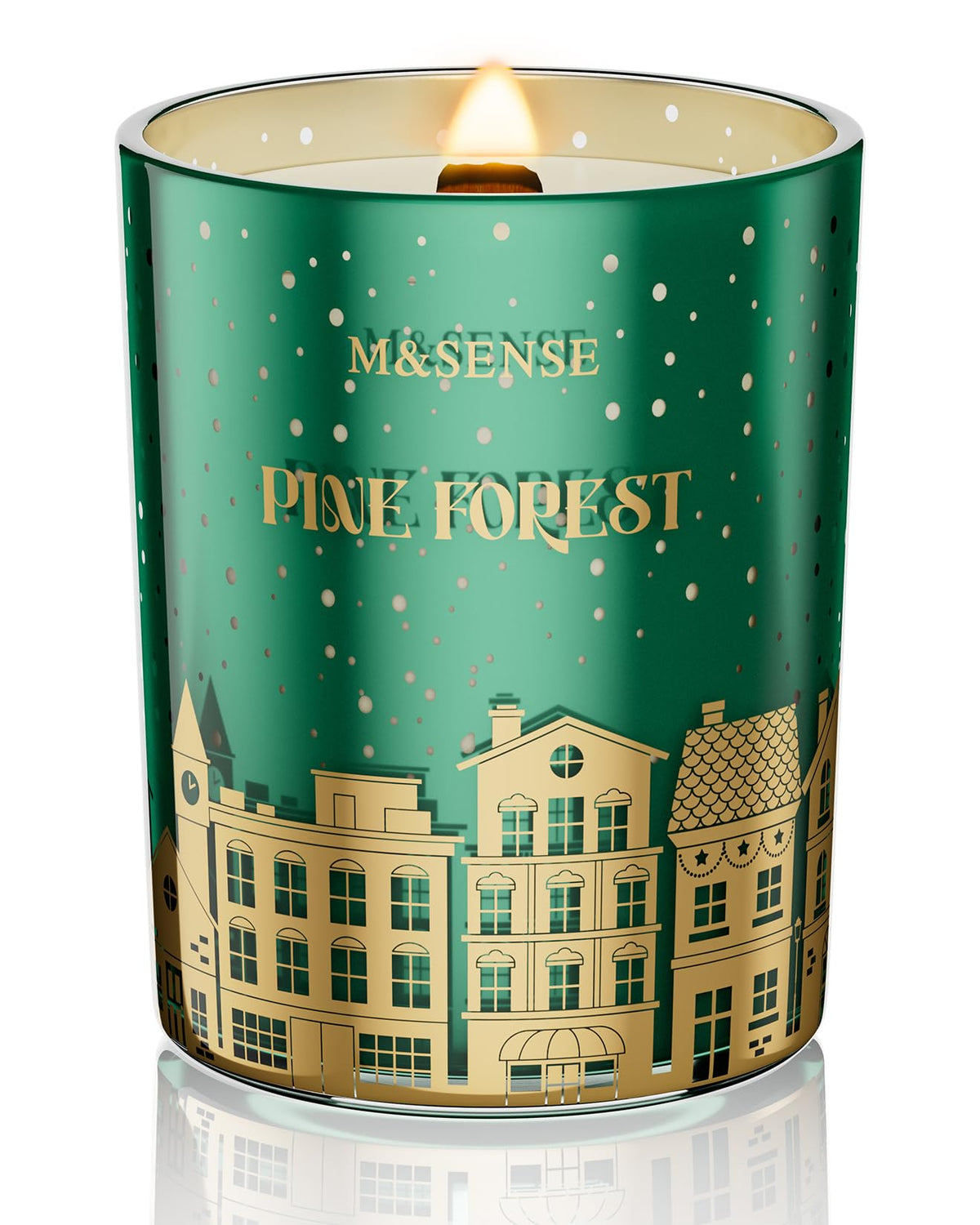 M&SENSE bougie Pine Forest vue avant élégant, décore et parfume instantanément