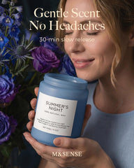 M&SENSE bougie à double mèche allumée diffusant un parfum homogène
