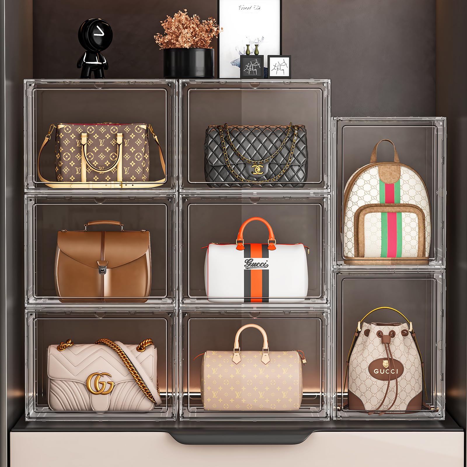 MSHOMELY boîte utilisée dans un placard illustrant rangement organisé