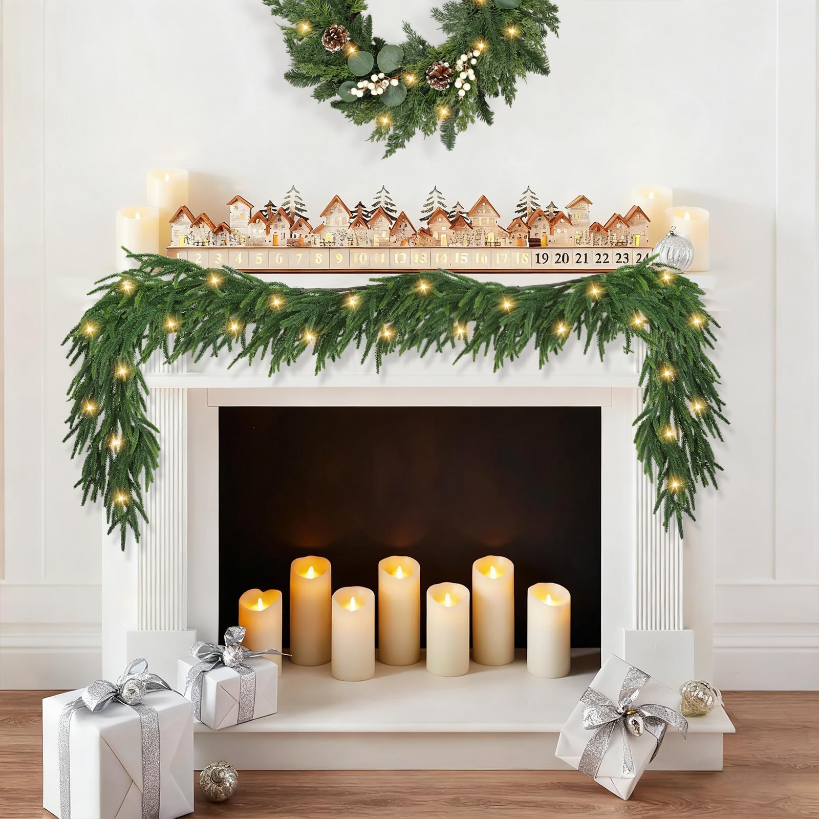 MSMUH guirlande décorée avec ornements pour personnalisation facile