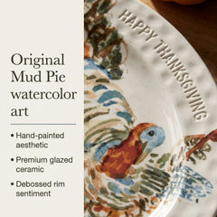 Mud Pie plat dinde profil épaisseur, céramique robuste assurant stabilité