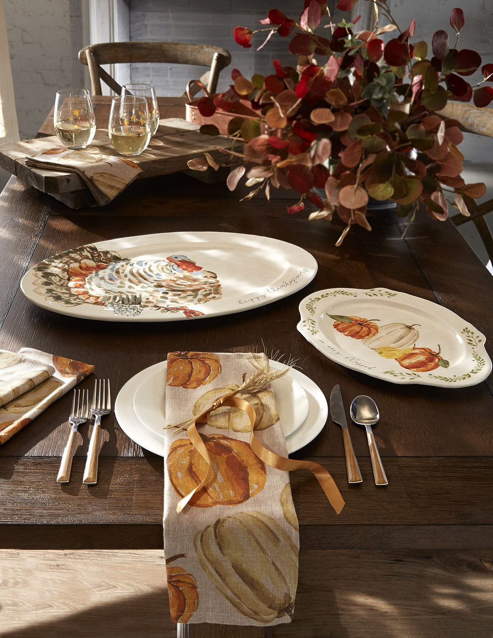Mud Pie plat dinde table déco automne, s’harmonise avec décorations saisonnières