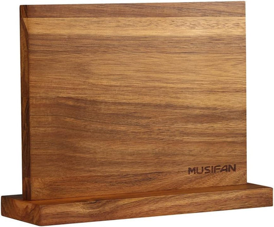 Musifan bloc avant en acacia montrant rangement organisé et gain de place