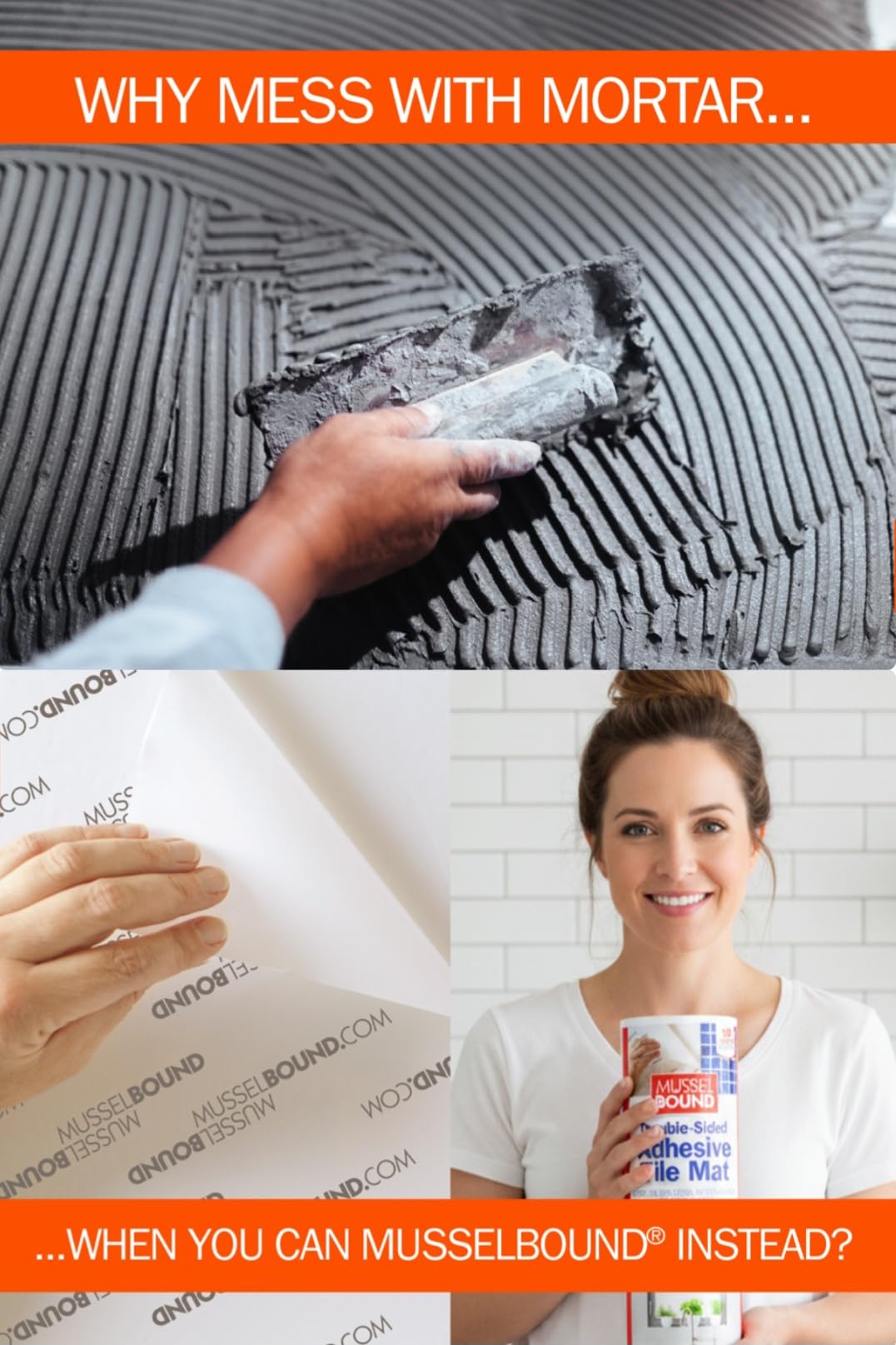 MusselBound pose de carreaux réels en cuisine pour installation propre et rapide