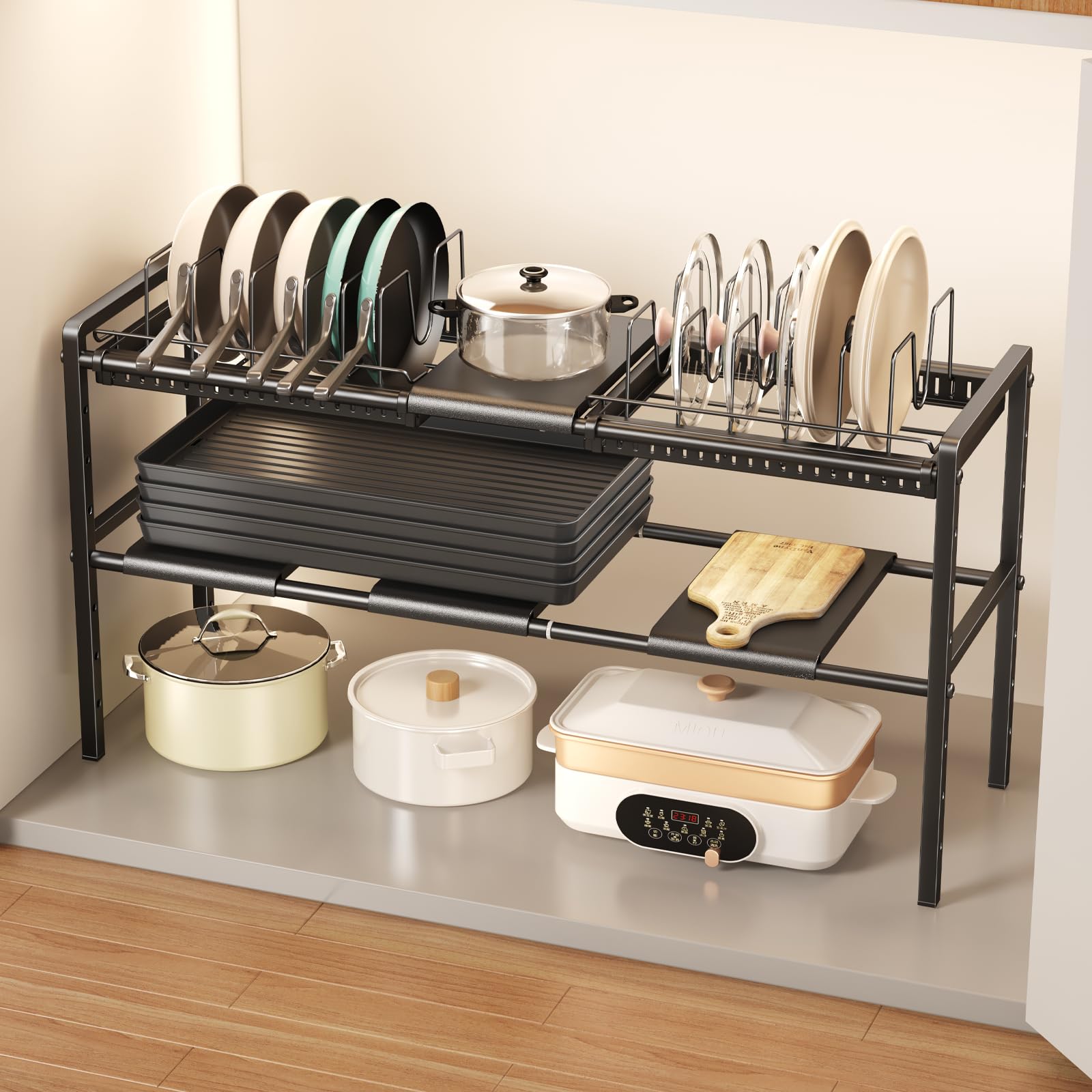 Mustorn vue avant du rangement casseroles montre maintien organisé