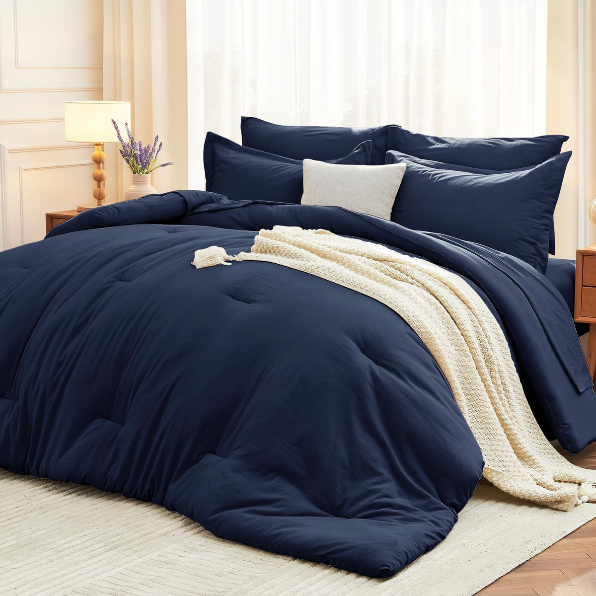 MUXHOMO couette bleu marine face avant montrant finition et allure élégante