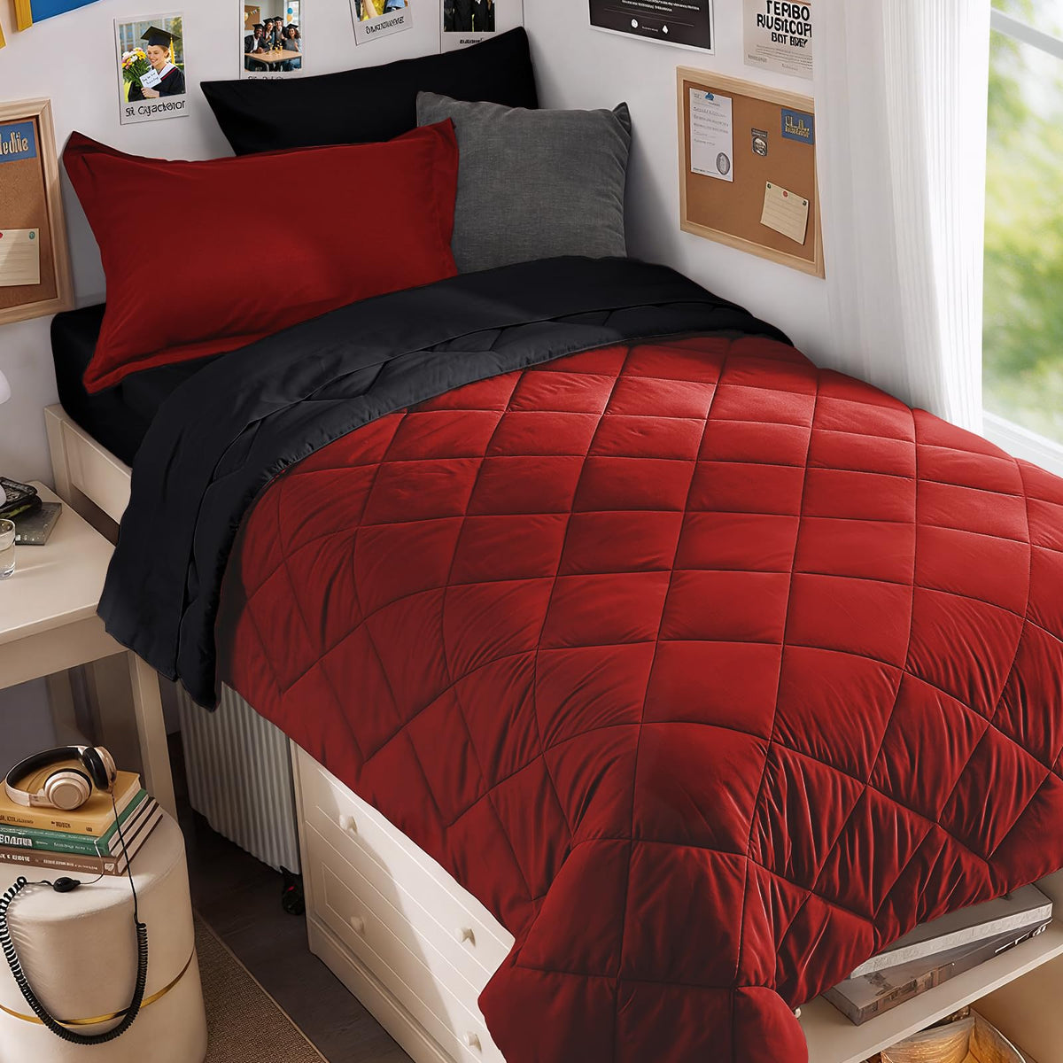 MUXHOMO couette face rouge montrant chaleur et style réversible