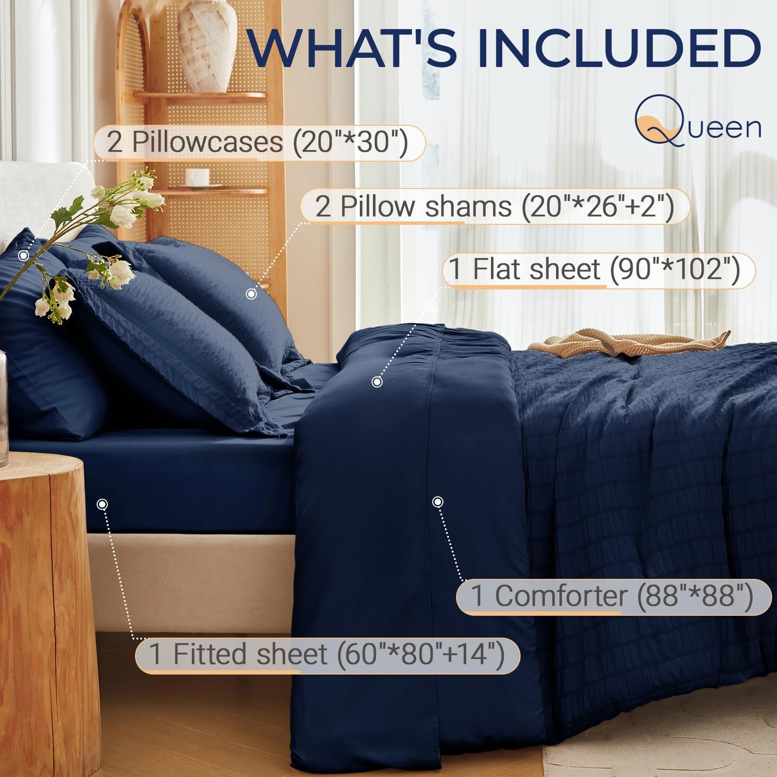 MUXHOMO housse de matelas profonde 14 pouces avec bord élastiqué pour maintien sécurisé