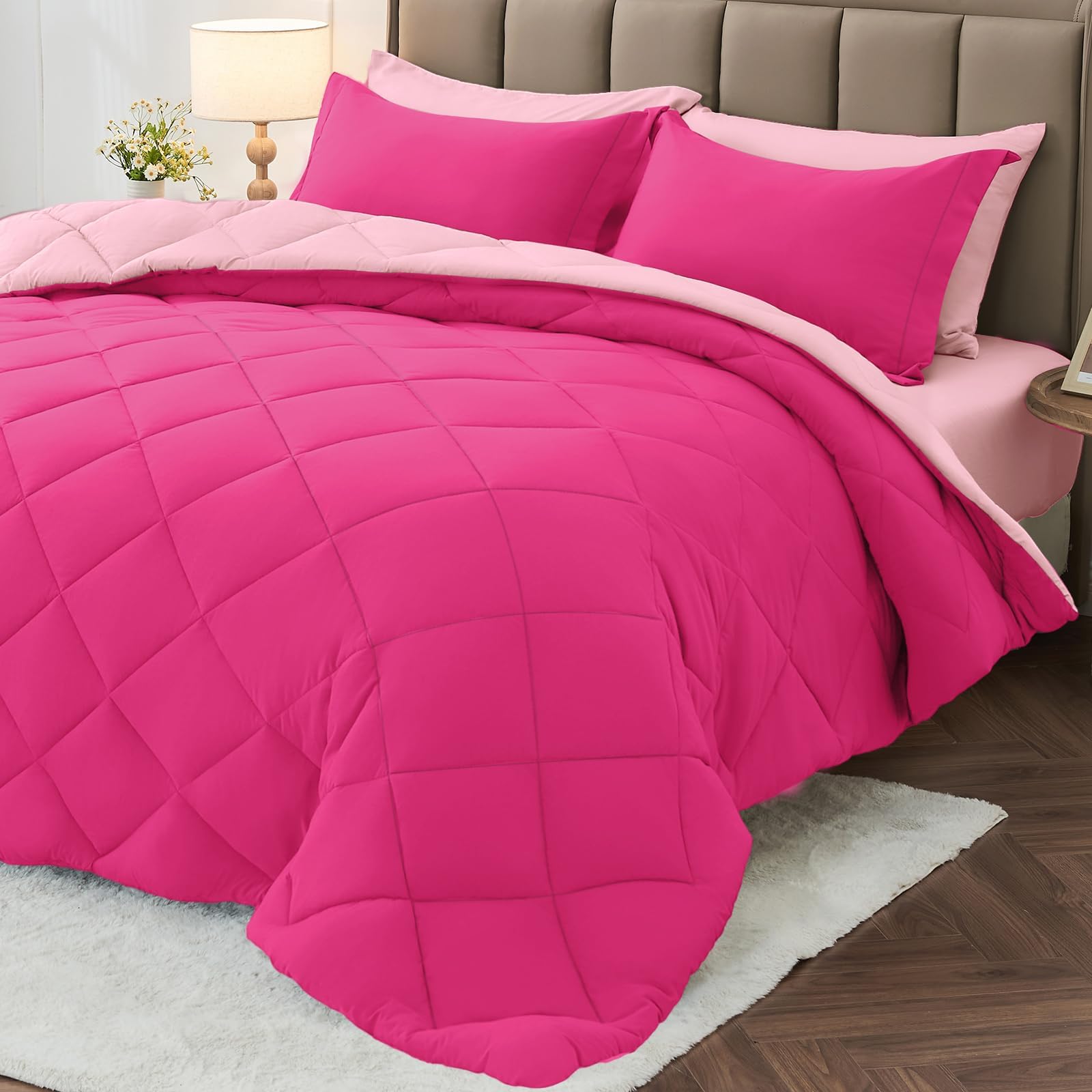 MUXHOMO vue frontale de la parure rose montrant élégance et confort